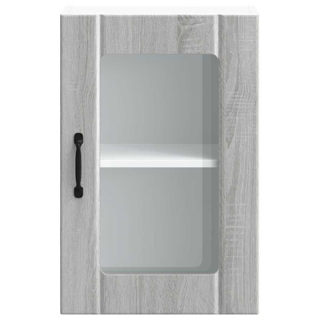 vidaXL Kitchen Wall Cabinet with Glass Door Lucca Grey Sonoma 6