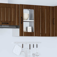 vidaXL Kitchen Wall Cabinet with Glass Door Lucca Brown Oak 4