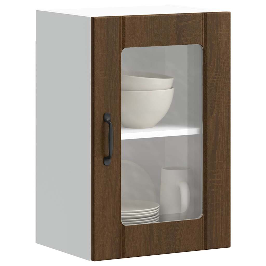 vidaXL Kitchen Wall Cabinet with Glass Door Lucca Brown Oak 1