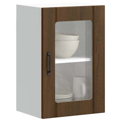 vidaXL Kitchen Wall Cabinet with Glass Door Lucca Brown Oak 1