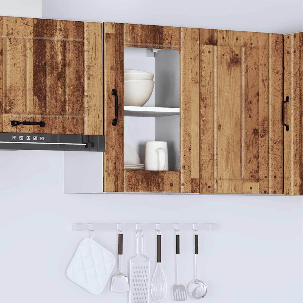 vidaXL Kitchen Wall Cabinet with Glass Door Lucca Old Wood 3