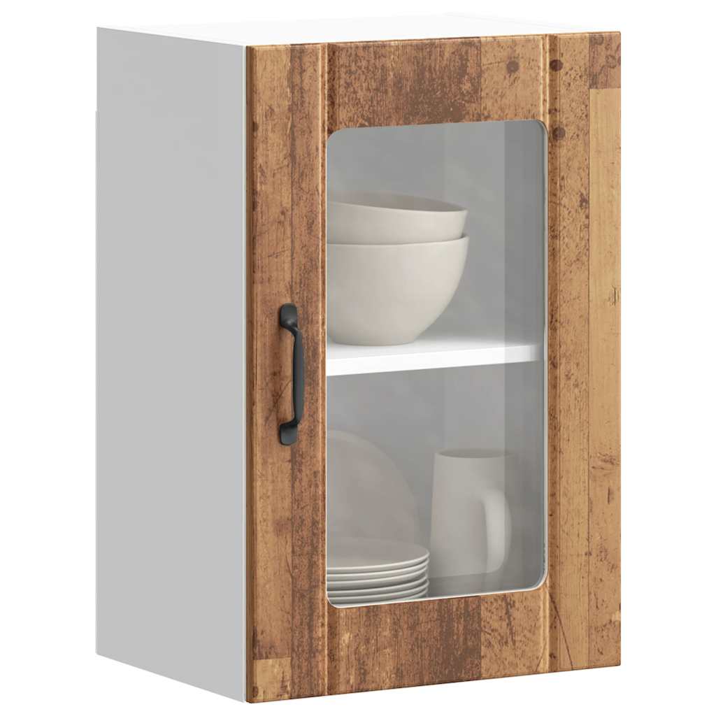 vidaXL Kitchen Wall Cabinet with Glass Door Lucca Old Wood 4