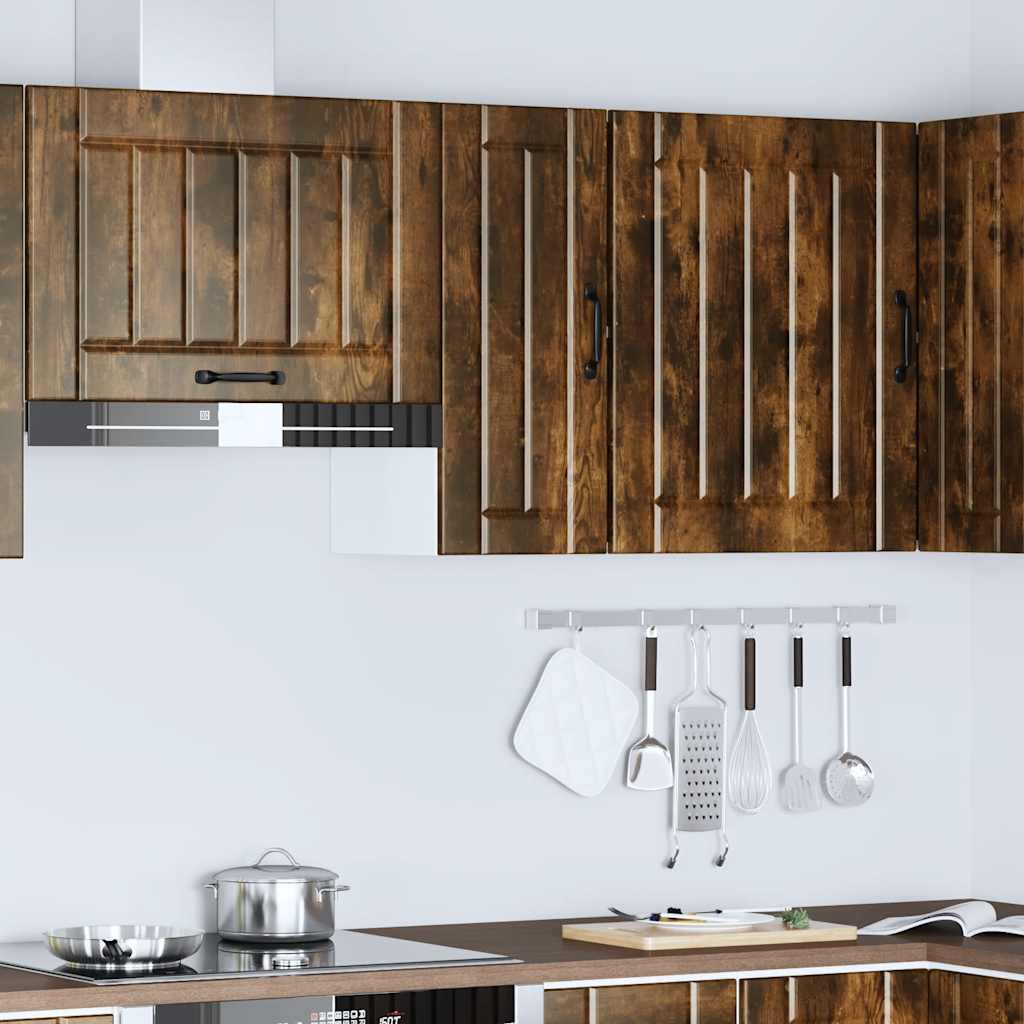 Kitchen Base Cabinet "Lucca" Engineered Wood Smoked oak 1x bottom cabinet (1 door 1 drawer) 30 cm wide 81.5 cm high–1x wall cabinet (1 door) 40 cm wide 60 cm high 1x wall cabinet (1 door) 30 cm wide 60 cm high