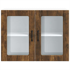 vidaXL Kitchen Wall Cabinet with Glass Door Lucca Smoked Oak Engineered Wood 6
