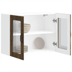 vidaXL Kitchen Wall Cabinet with Glass Door Lucca Smoked Oak Engineered Wood 1