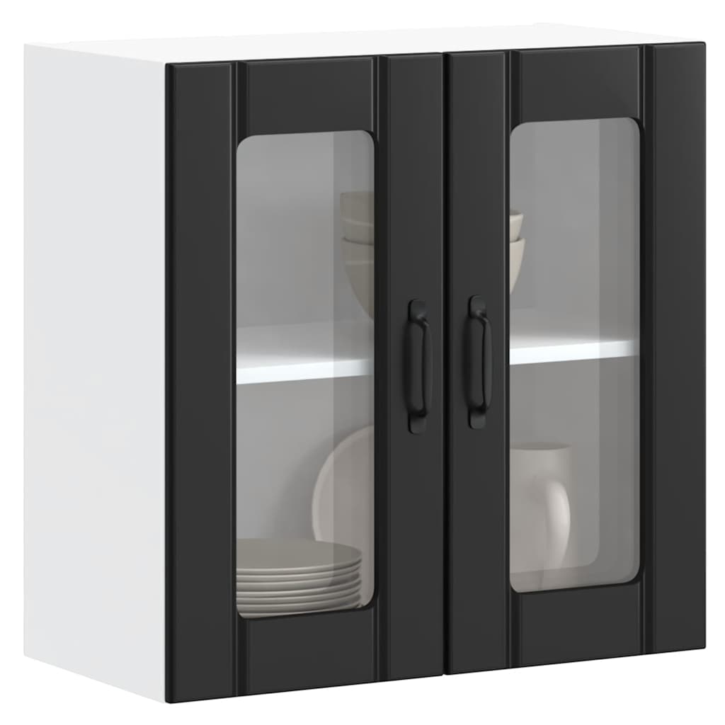 vidaXL Kitchen Wall Cabinet with Glass Door "Lucca" Black