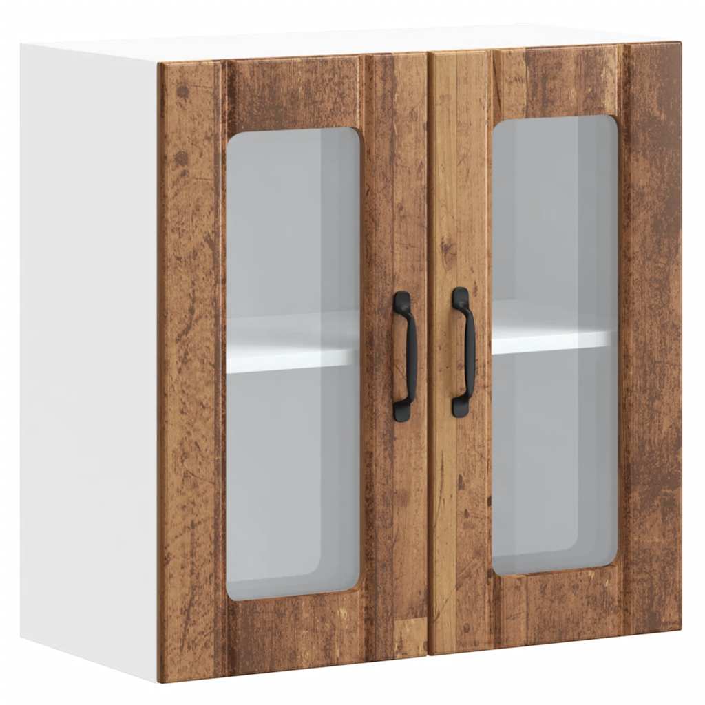 vidaXL Kitchen Wall Cabinet with Glass Door Lucca Old Wood Engineered Wood 2