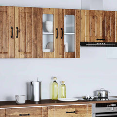 vidaXL Kitchen Wall Cabinet with Glass Door Lucca Old Wood Engineered Wood 4
