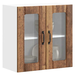 vidaXL Kitchen Wall Cabinet with Glass Door Lucca Old Wood Engineered Wood 1