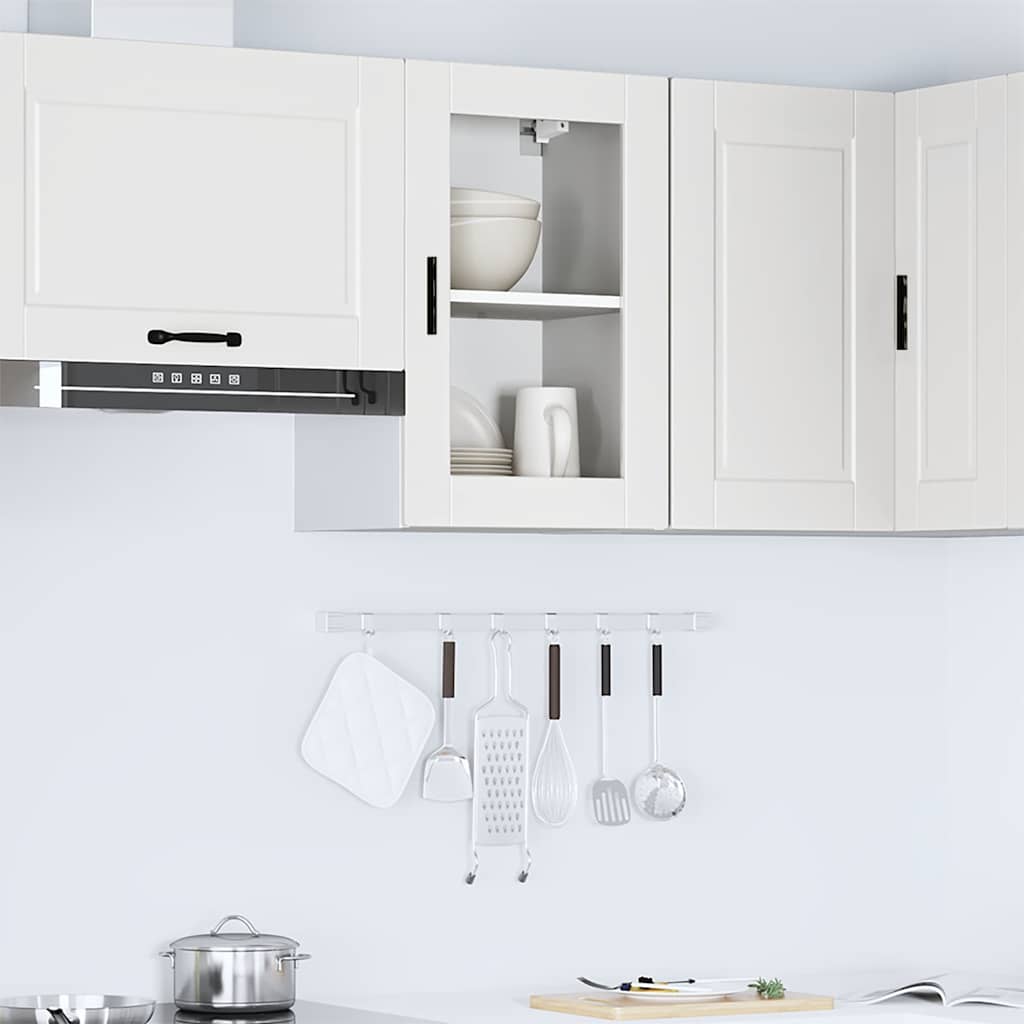 Kitchen Wall Cabinet with Glass Door "Porto" White 1x wall corner cabinet 57 cm wide 100 cm high–2x wall glass cabinet (1 door) 40 cm wide 40 cm high 1x wall glass cabinet (1 door) 40 cm wide 60 cm high