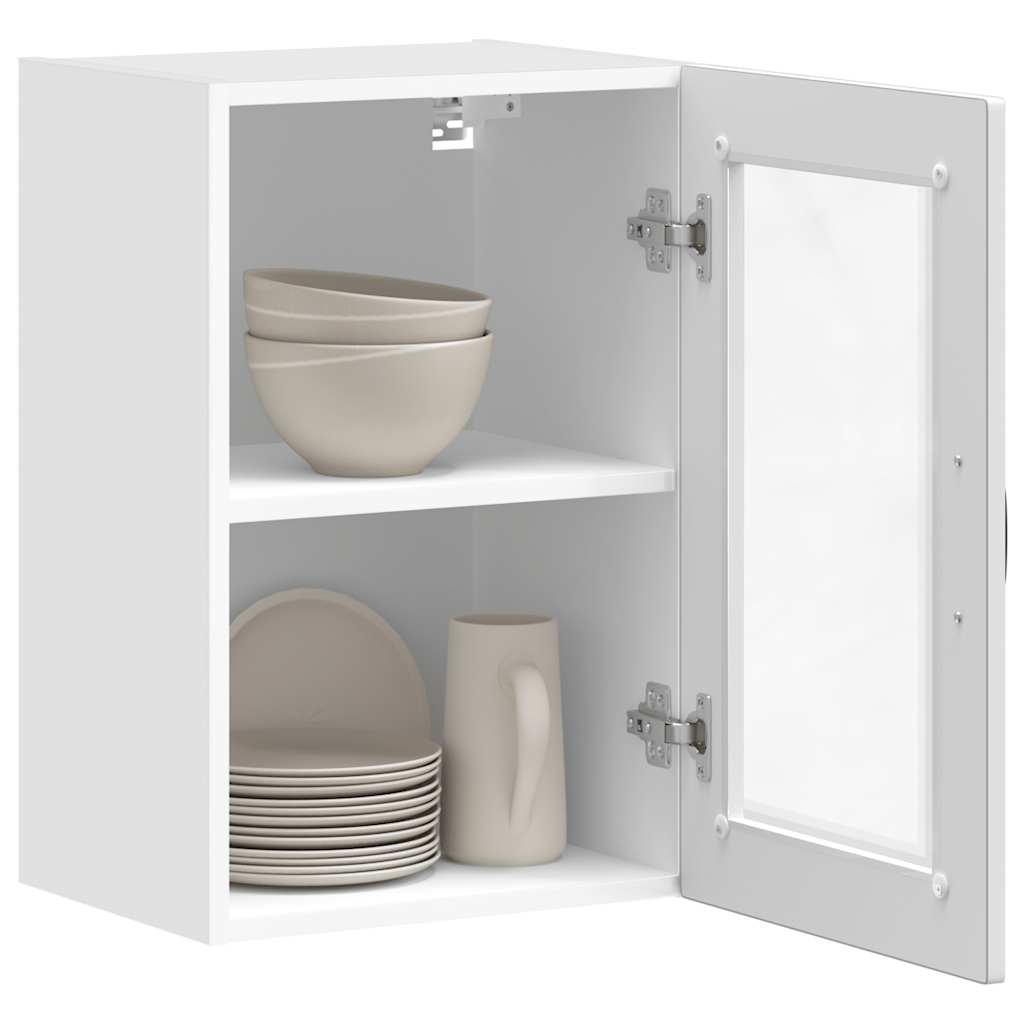 vidaXL Kitchen Wall Cabinet with Glass Door Porto White 5