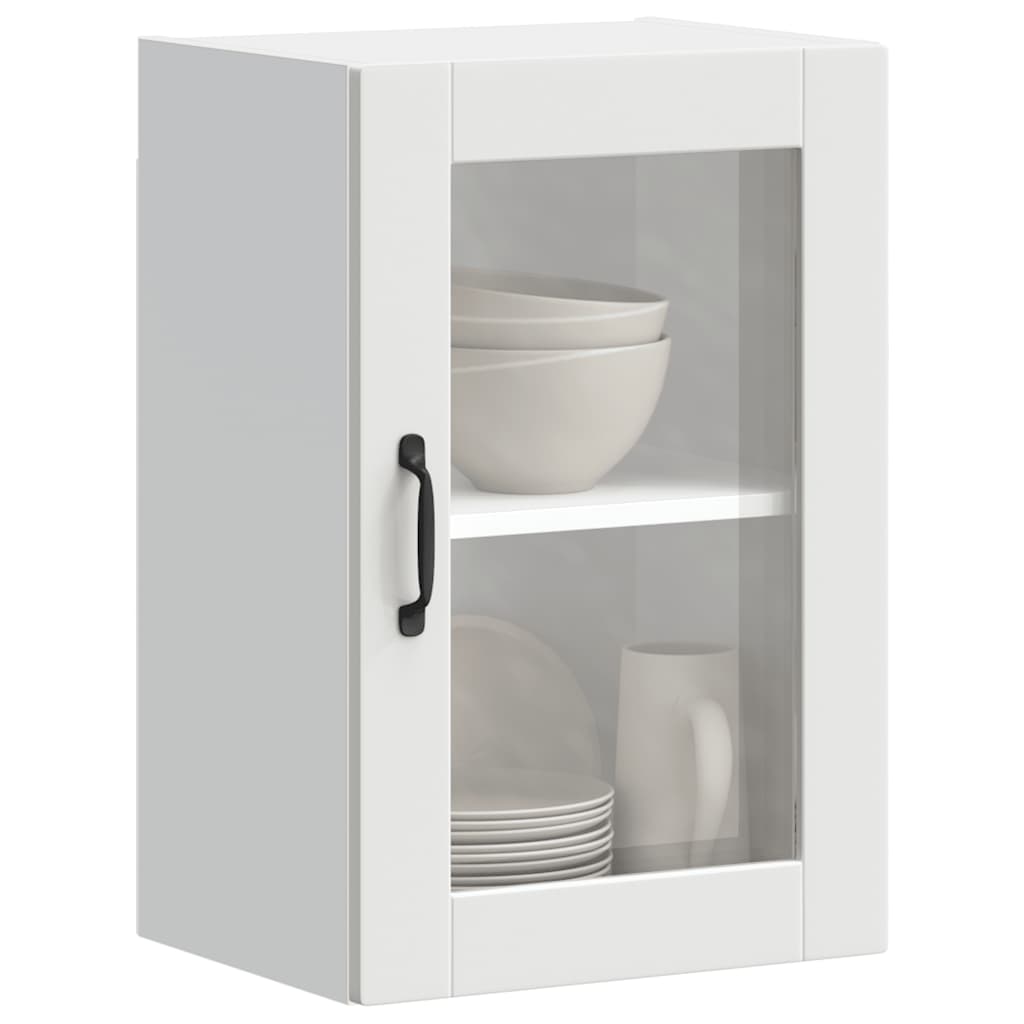 vidaXL Kitchen Wall Cabinet with Glass Door Porto White 1