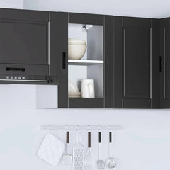 vidaXL Kitchen Wall Cabinet with Glass Door Porto Black 3