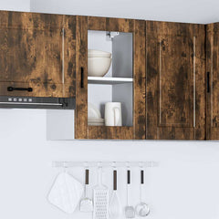 vidaXL Kitchen Wall Cabinet with Glass Door Porto Smoked Oak 3