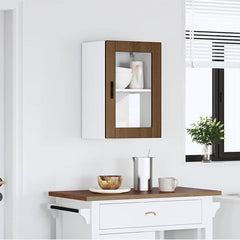 vidaXL Kitchen Wall Cabinet with Glass Door "Porto" Brown Oak