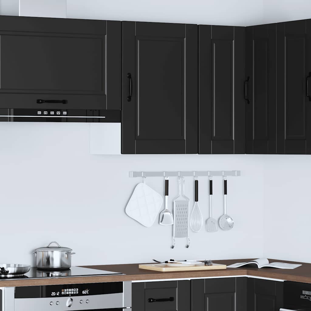 vidaXL Kitchen Wall Cabinet Porto Black Engineered Wood 4