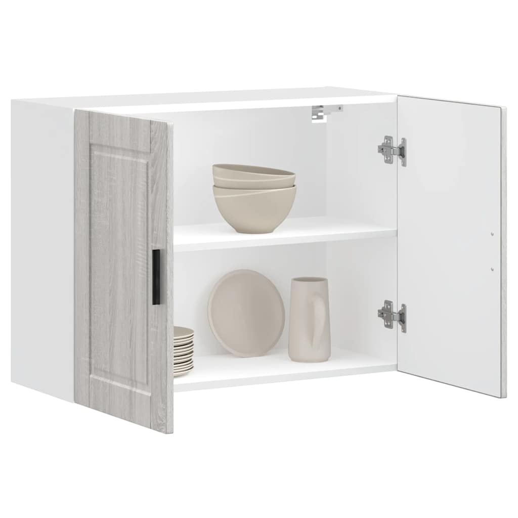 Kitchen Wall Cabinet "Porto" Engineered Wood Grey Sonoma 1x wall cabinet (2 doors) 80 cm wide 60 cm high