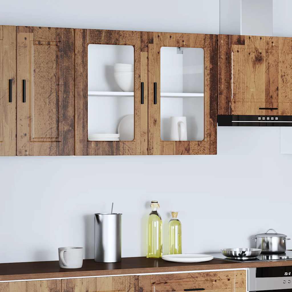 Kitchen Wall Cabinet with Glass Door "Porto" Old Wood 1x wall glass cabinet (2 doors) 80 cm wide 60 cm high