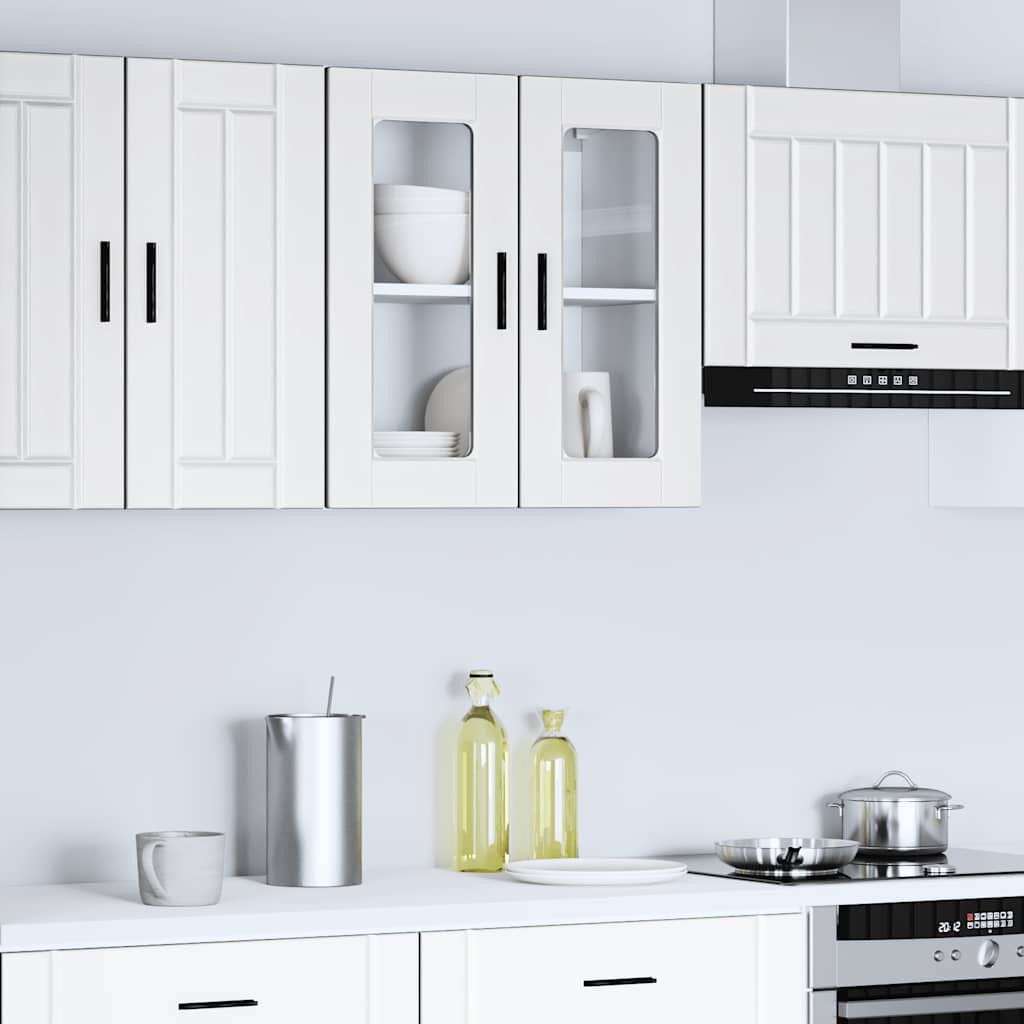 vidaXL Kitchen Wall Cabinet with Glass Door "Porto" White