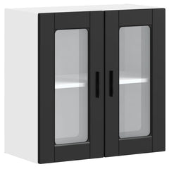 vidaXL Kitchen Wall Cabinet with Glass Door Porto Black 2