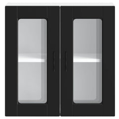 vidaXL Kitchen Wall Cabinet with Glass Door Porto Black 5