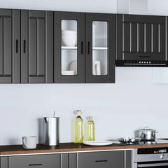 vidaXL Kitchen Wall Cabinet with Glass Door Porto Black 1