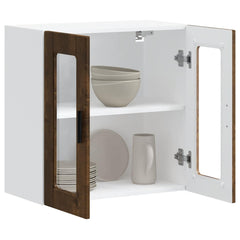 vidaXL Kitchen Wall Cabinet with Glass Door Porto Smoked Oak 3