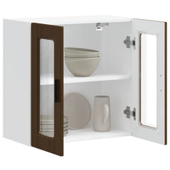 vidaXL Kitchen Wall Cabinet with Glass Door Porto Brown Oak 3
