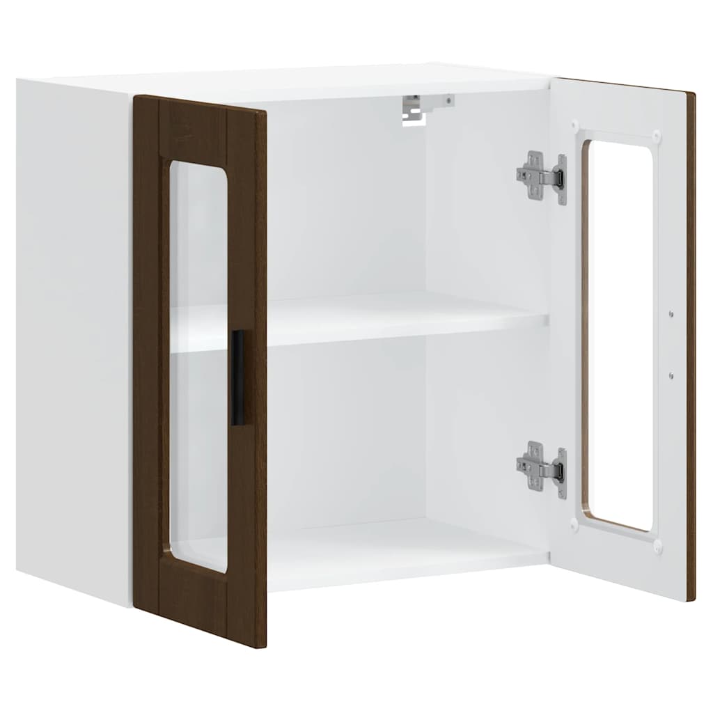 Kitchen Wall Cabinet with Glass Door "Porto" Brown oak 1x wall glass cabinet (1 door) 40 cm wide 40 cm high–2x wall glass cabinet (1 door) 40 cm wide 80 cm high 1x wall glass cabinet (2 doors) 60 cm wide 60 cm high