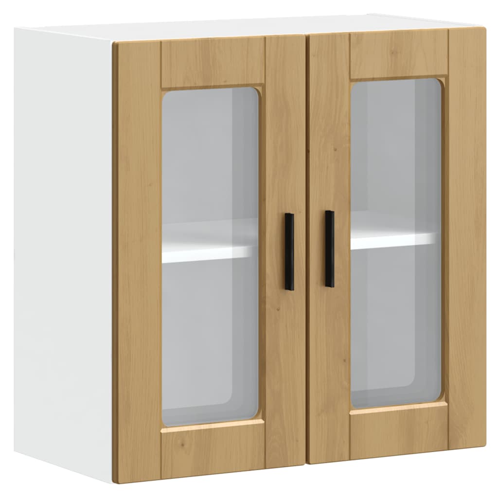 vidaXL Kitchen Wall Cabinet with Glass Door Porto Artisan Oak 2
