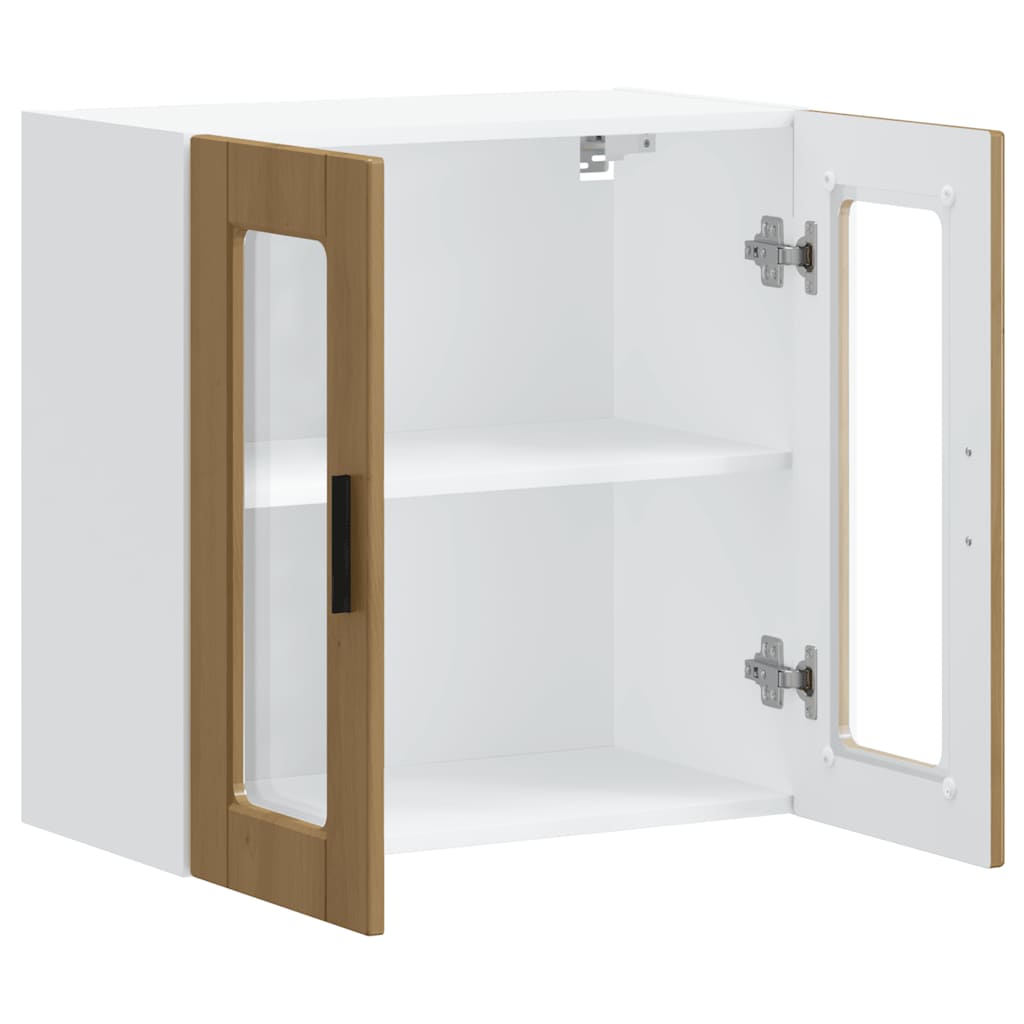 vidaXL Kitchen Wall Cabinet with Glass Door Porto Artisan Oak 4