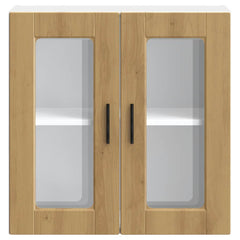vidaXL Kitchen Wall Cabinet with Glass Door Porto Artisan Oak 5