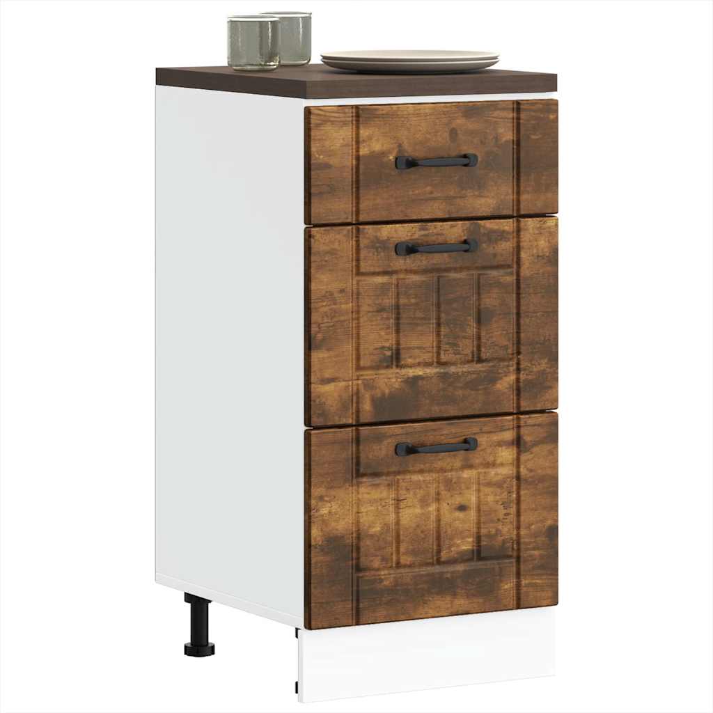 vidaXL Kitchen Base Cabinet "Lucca" Engineered Wood Smoked Oak