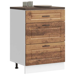 Kitchen Base Cabinet "Porto" Engineered Wood Old Wood 1x bottom cabinet (3 drawers) 60 cm wide 81.5 cm high