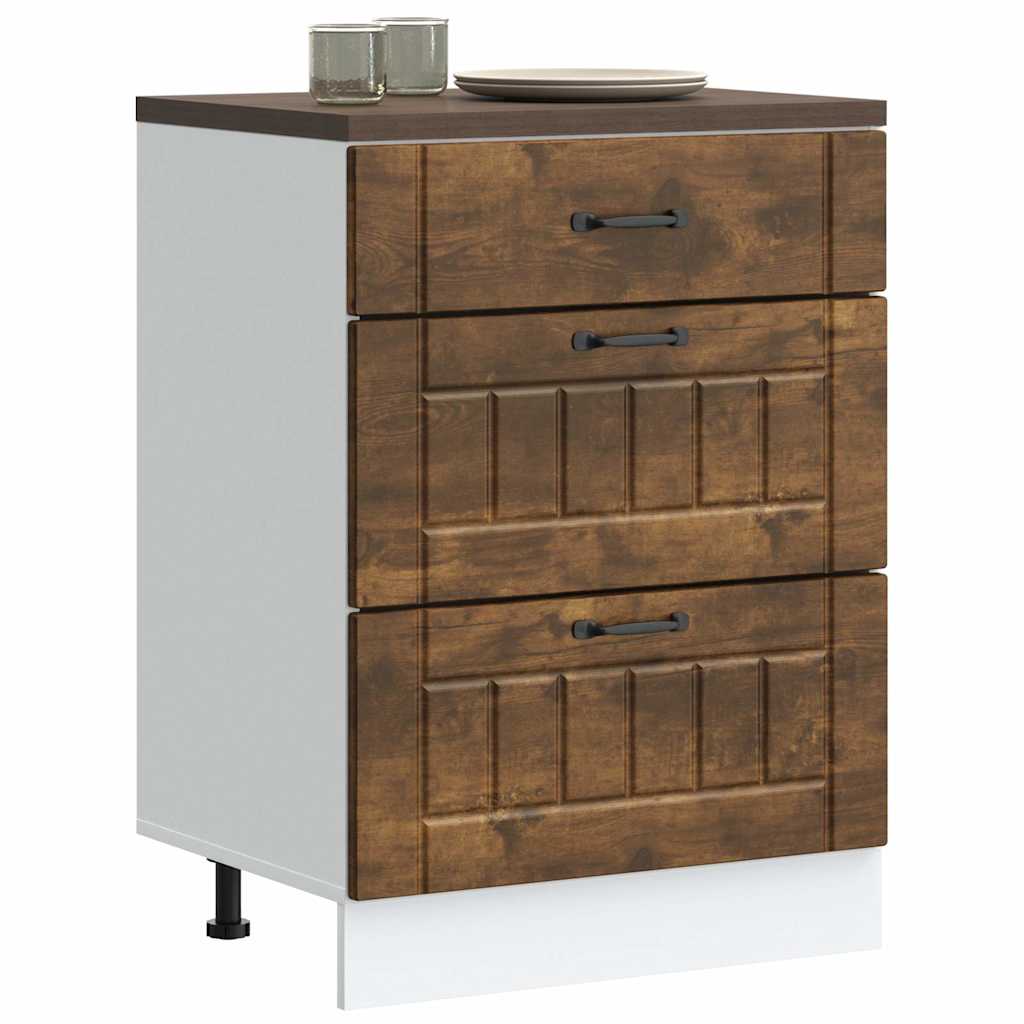 vidaXL Kitchen Base Cabinet "Lucca" Engineered Wood Smoked Oak
