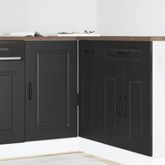 Kitchen Base Cabinet "Kalmar" Engineered Wood Black 1x corner bottom cabinet (1 door) 86 cm wide 81.5 cm high