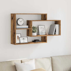 vidaXL Wall Shelf Old Wood 104x20x58.5 cm Engineered Wood 3
