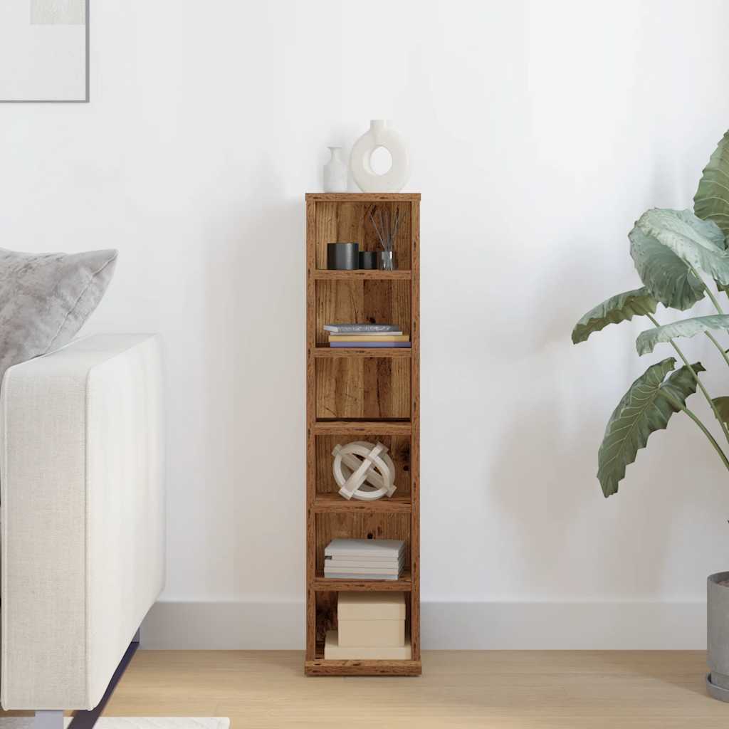 vidaXL CD Cabinet Old Wood 21x20x88 cm Engineered Wood 3