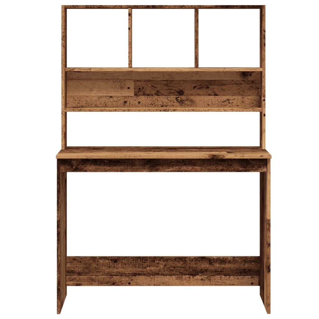 vidaXL Desk with Shelves Old Wood 102x45x148 cm Engineered Wood 4
