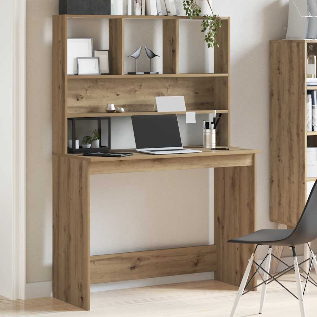 vidaXL Desk with Shelves Artisan Oak 102x45x148 cm Engineered Wood 3
