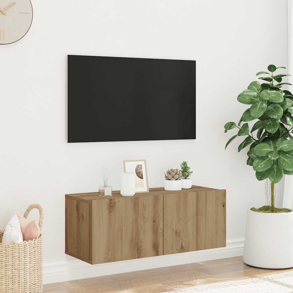 vidaXL Wall Mounted TV Cabinet Artisan Oak 80x30x30 cm Engineered Wood 1