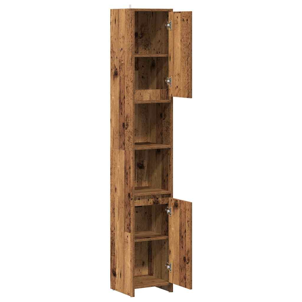 vidaXL Bathroom Cabinet Old Wood 30x30x183.5 cm Engineered Wood 5