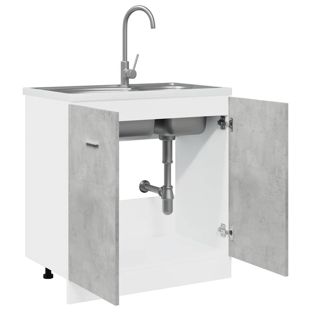 vidaXL Sink Bottom Cabinet Lyon Concrete Grey 80x46x81.5 cm Engineered Wood 3