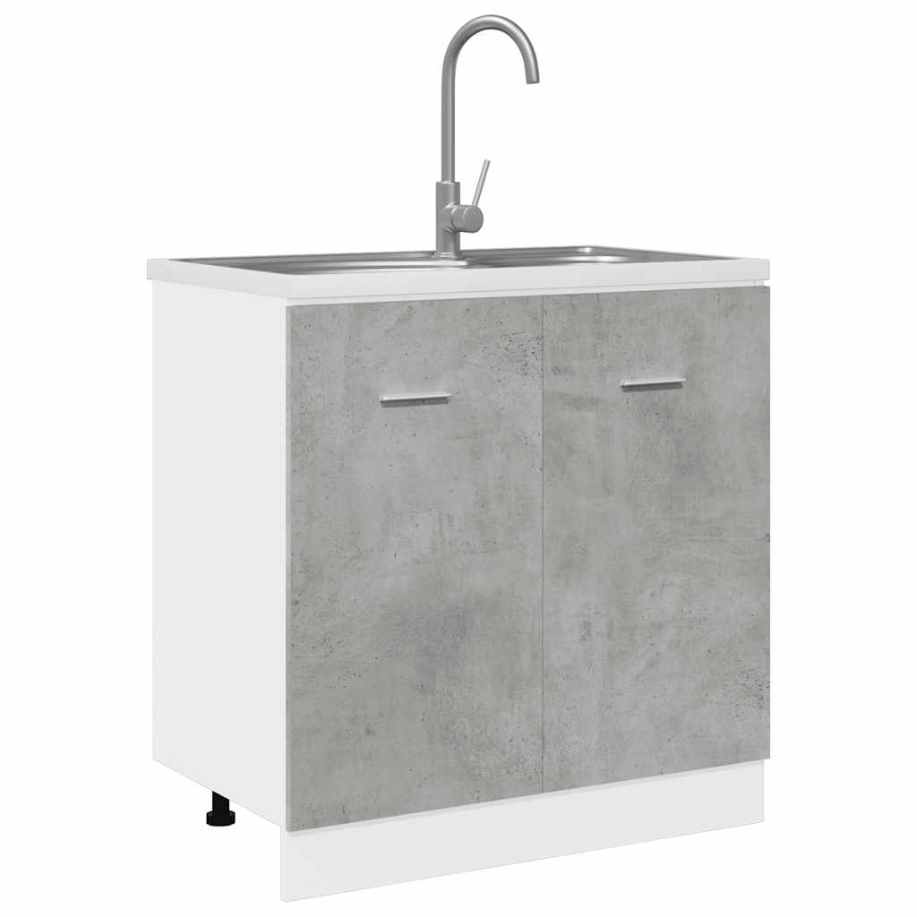 vidaXL Sink Bottom Cabinet Lyon Concrete Grey 80x46x81.5 cm Engineered Wood 4