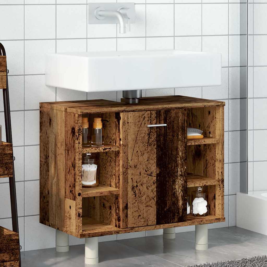 vidaXL Bathroom Cabinet Old Wood 60x32x53.5 cm Engineered Wood 3