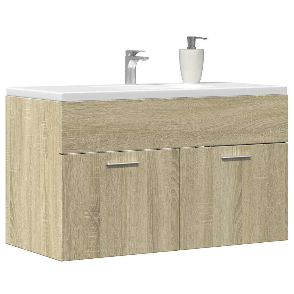 vidaXL Sink Cabinet Sonoma Oak 80x38.5x46 cm Engineered Wood 3