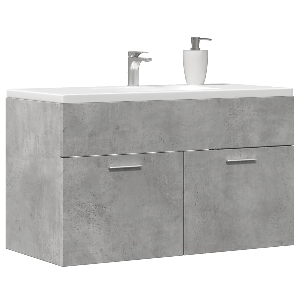 vidaXL Bathroom Sink Cabinet Concrete Grey 90x38.5x46 cm Engineered Wood 1