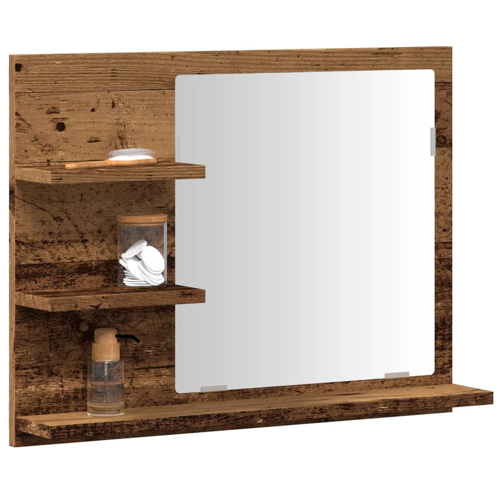 vidaXL Bathroom Mirror Cabinet Old Wood 60x10.5x45 cm 1