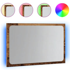 vidaXL Bathroom Mirror with LED Light Old Wood 60x8.5x38 cm 2