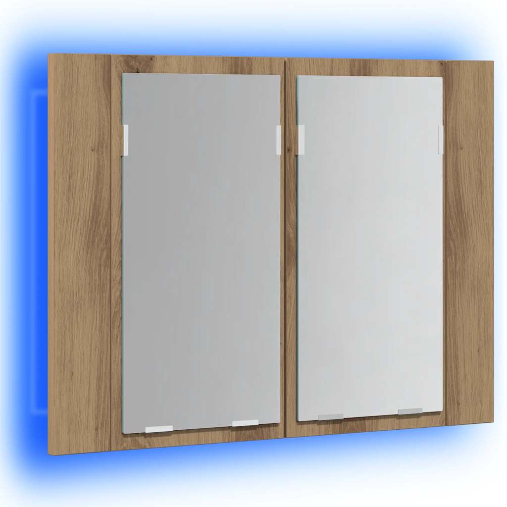 vidaXL LED Mirror Cabinet Artisan Oak 60x12x45 cm Engineered Wood 4